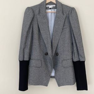 Veronica Beard Blazer Black and White Size 8 Puffed Sleeve